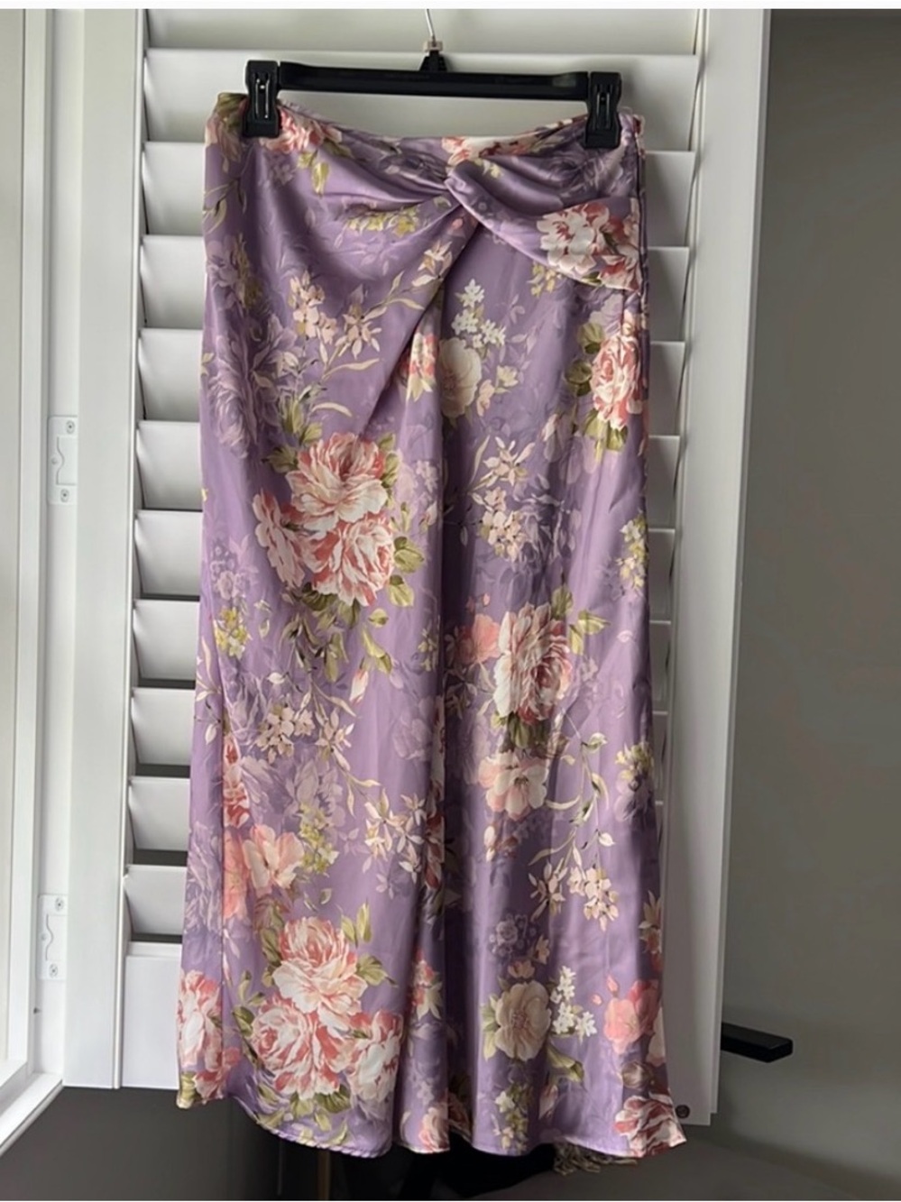 Zara Floral Satin Lavender Midi Skirt - Picture 6 of 8